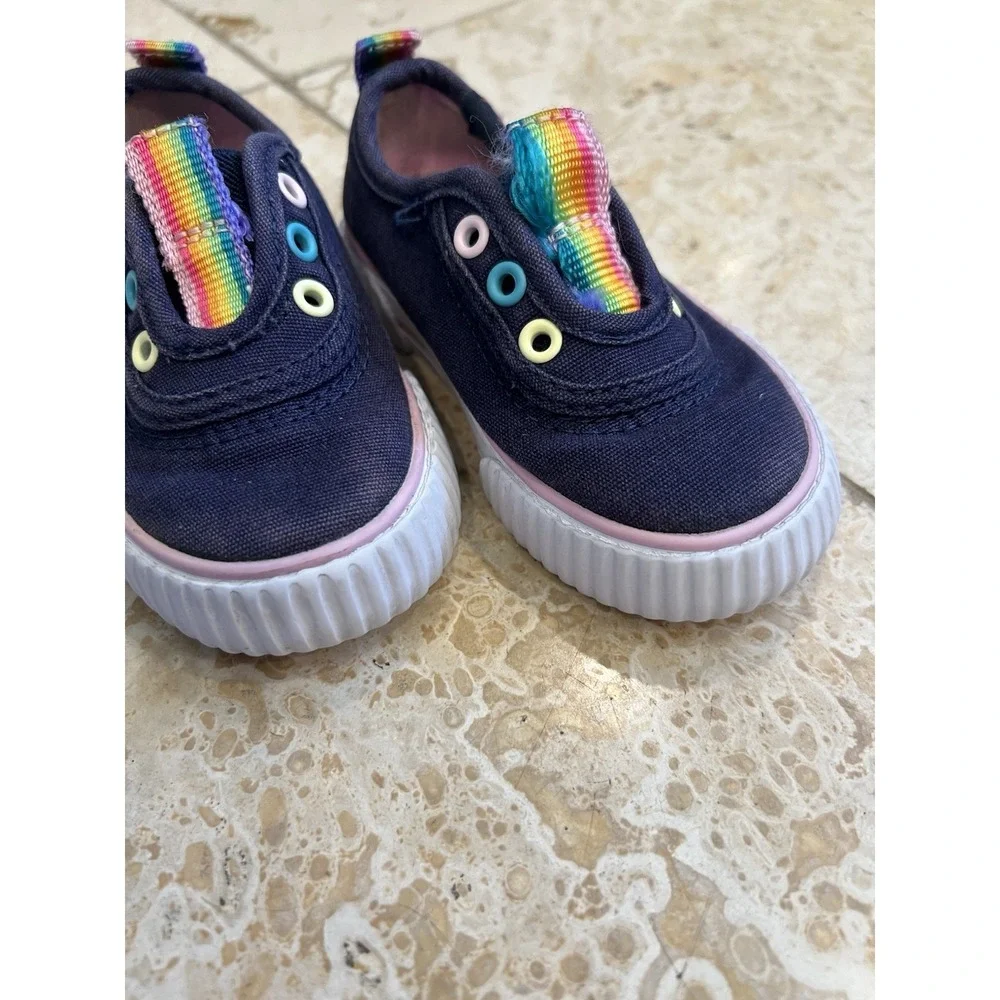 Keds Toddler Slip-On Shoes Size 5M Navy Rainbow Tabs Washable